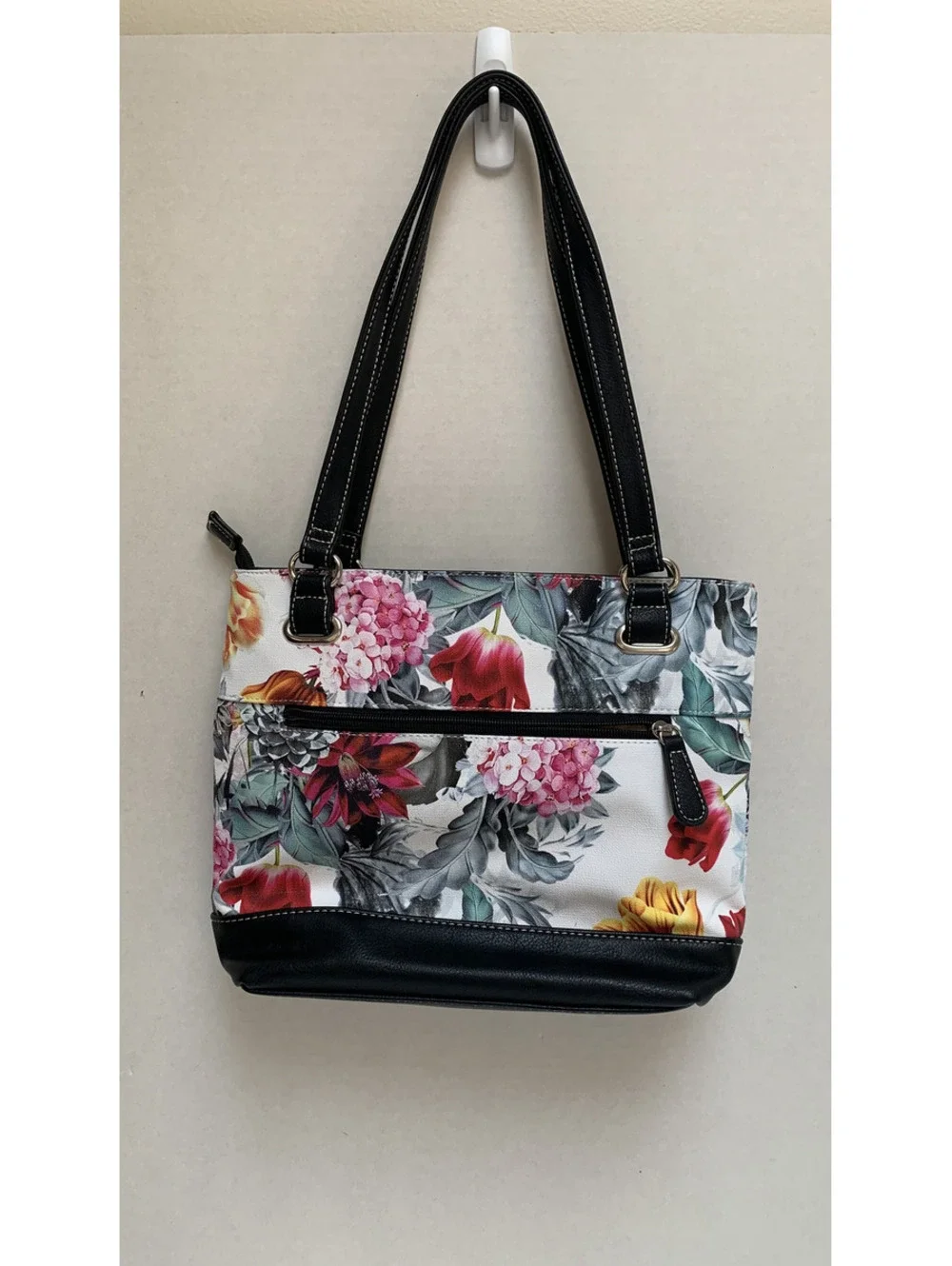 NWT Stone Mountain Floral Tote Vinyl Canvas Body Large Size